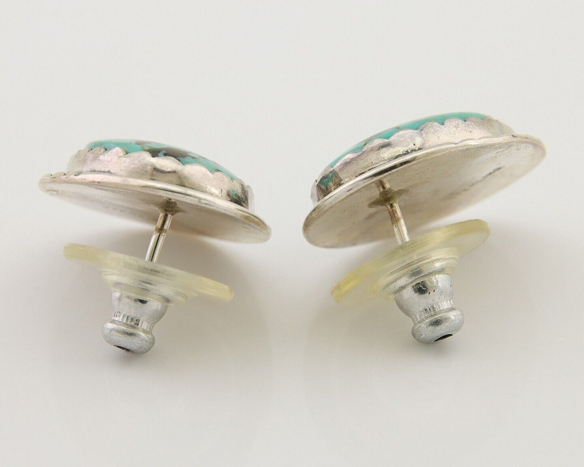 Navajo Earrings 925 Silver Natural Blue Native American Artist C.80's