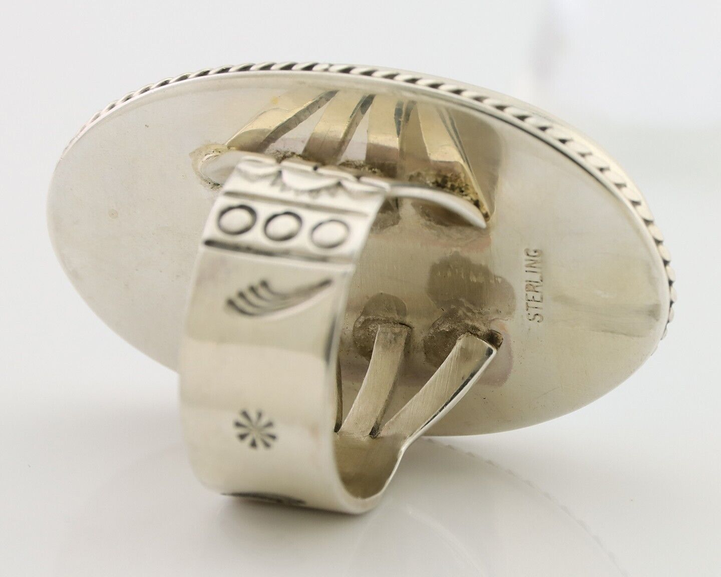 Navajo Handmade Ring 925 Silver Blue Denim Lapis Native Artist C.80's
