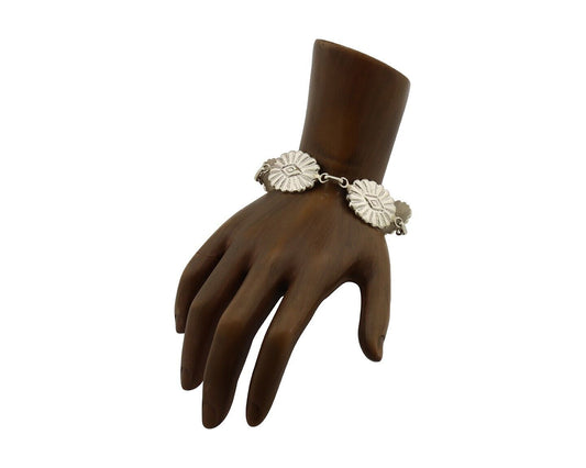 Navajo Sandcast Bracelet 925 Silver Artist Signed CM Handmade C.80's