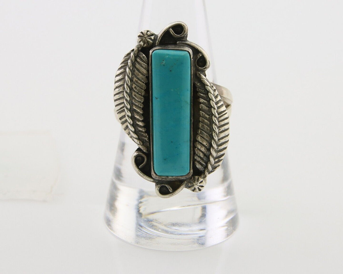 Navajo Handmade Ring 925 Silver Natural Turquoise Native Artist C.80's