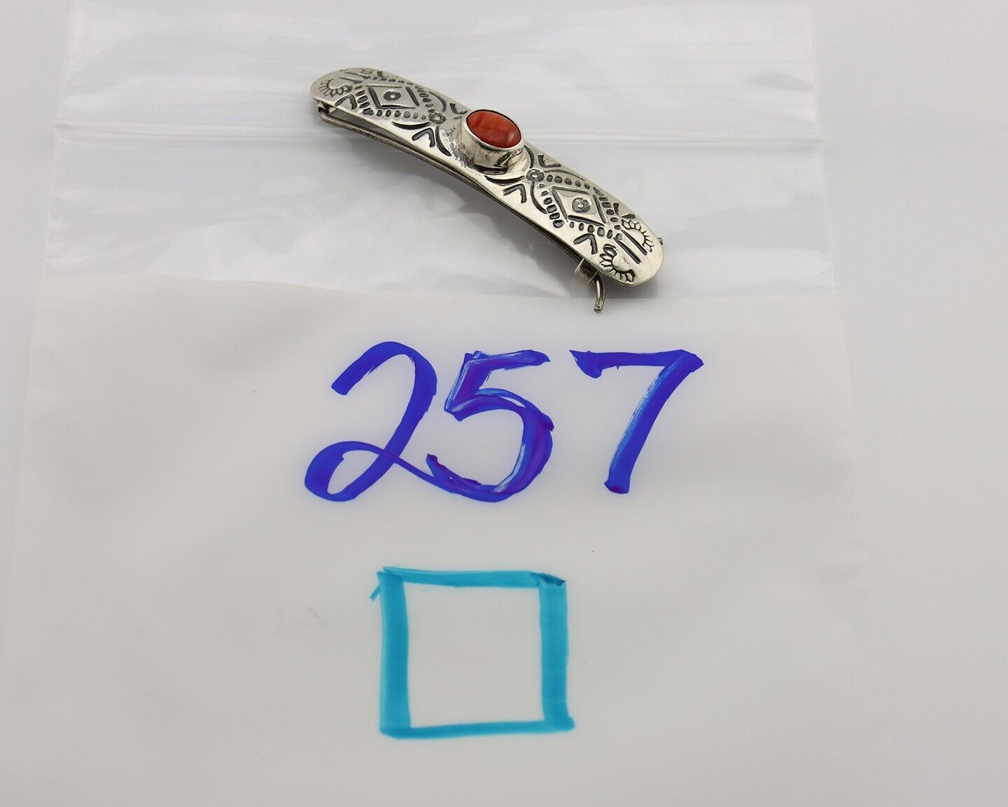 Women Navajo Hair Clip Barrette 925 Silver White Red Spiney Oyster Native Artist