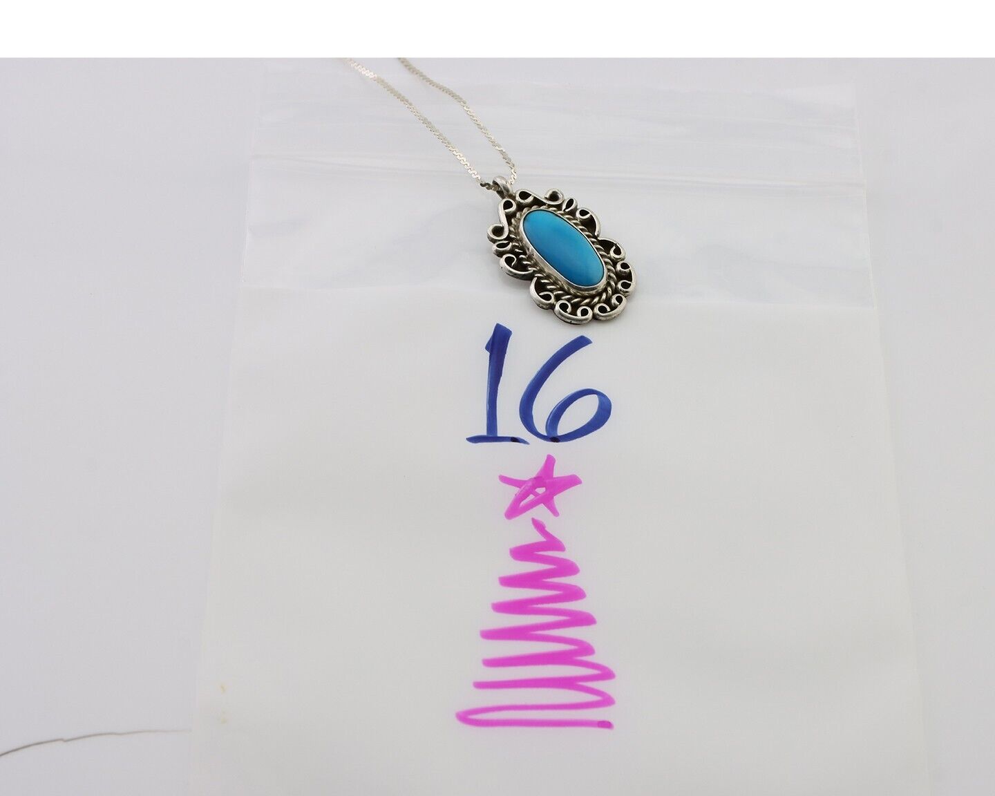 Navajo Necklace Pendant 925 Silver Turquoise Artist Wayne Etsitty C.80's