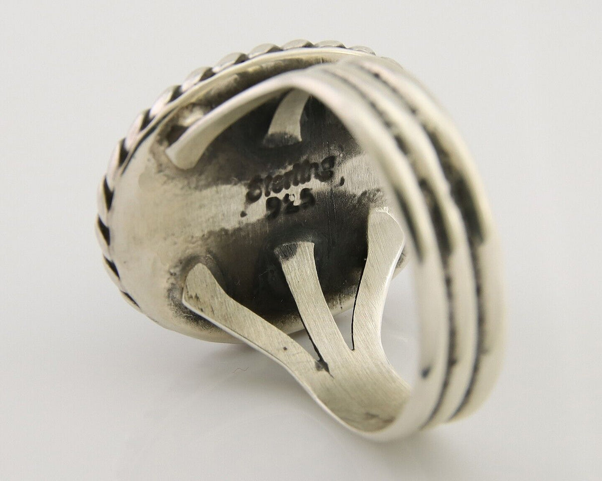 Navajo Ring 925 Silver Natural Malachite Native American Artist C.80's