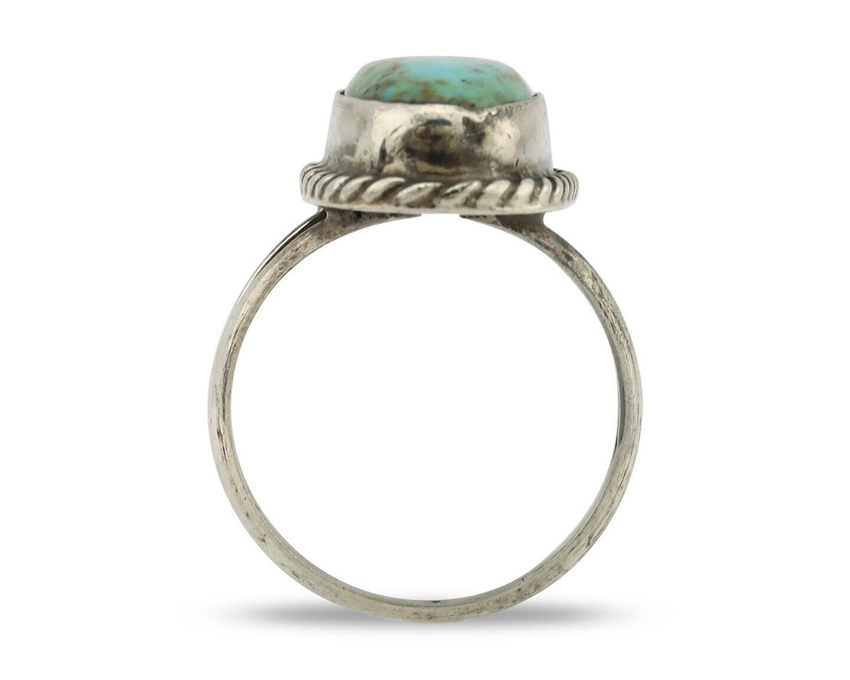 Navajo Ring 925 Silver Kingman Turquoise Native American Artist C.80's