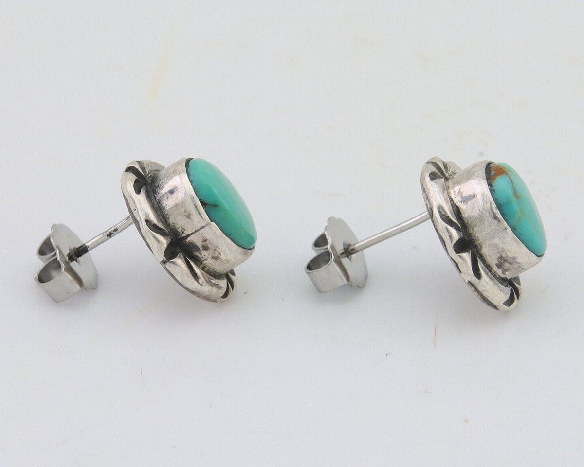 Navajo Earrings 925 Silver Turquoise Native American Artist C.80's