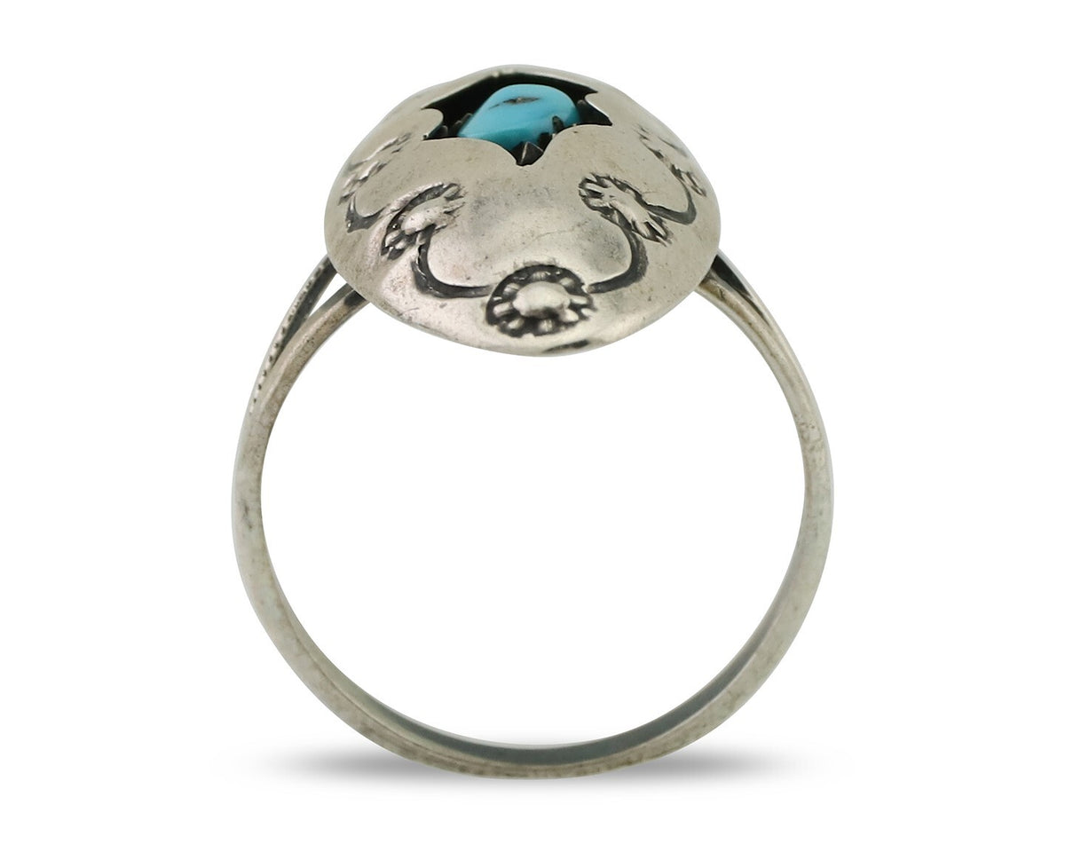 Navajo Ring 925 Silver Natural Blue Turquoise Native American Artist C.80's