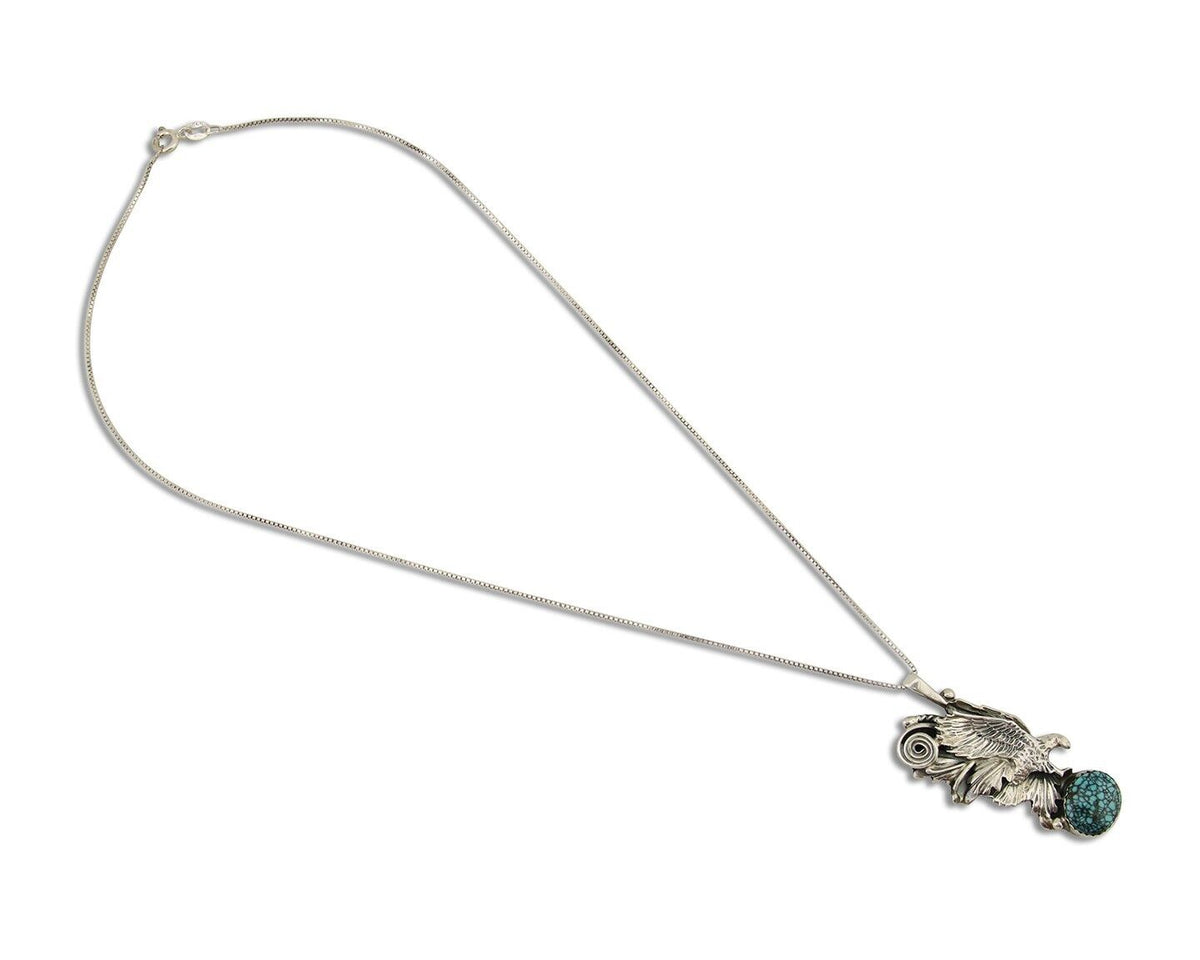 Navajo Necklace 925 Silver Natural Turquoise Artist Signed Wiehe C.80's