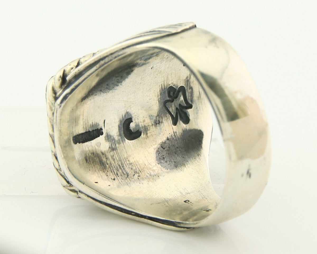 Vintage Navajo Ring 925 Sterling Natural Gemstone Signed C Montoya Size 11.25