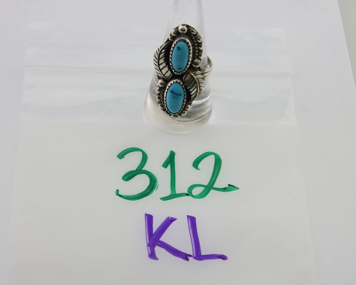 Navajo Ring 925 Silver Natural Blue Turquoise Native Artist Signed SC C.80's