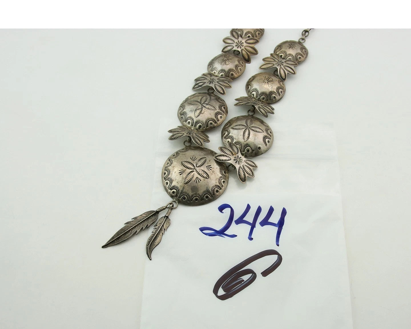 Navajo Concho Necklace Sterling Silver Vintage Stamped Signed Alfred Payton