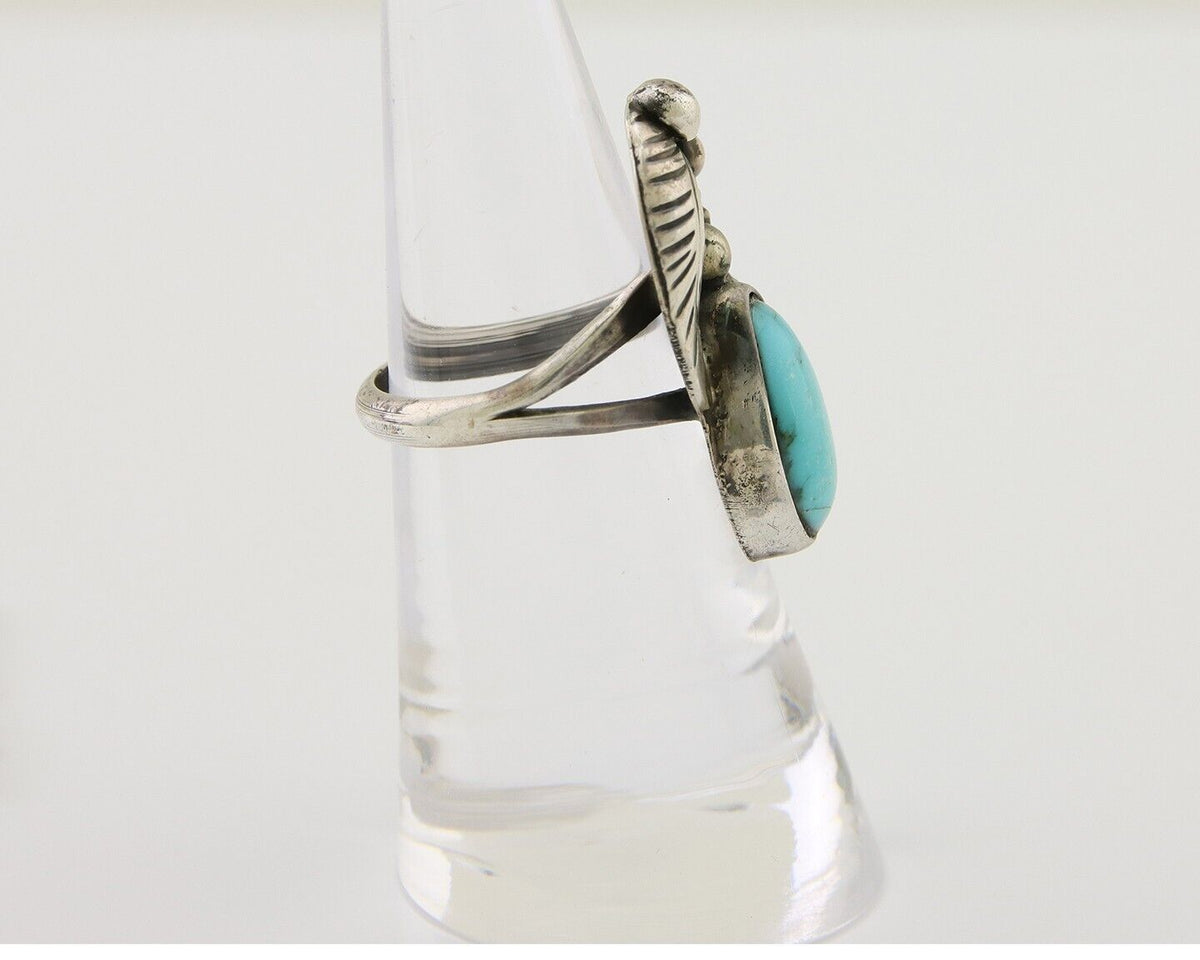 Navajo Handmade Ring 925 Silver Turquoise Signed LS C.80's