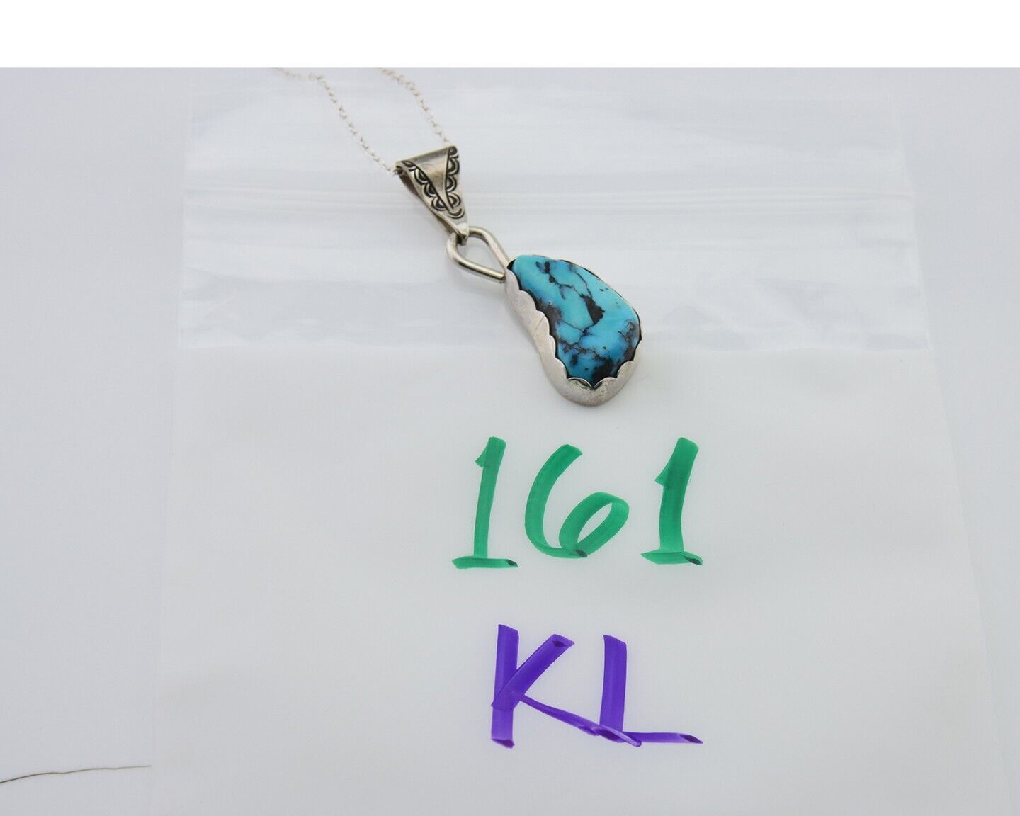 Navajo Necklace 925 Silver Blue Turquoise Artist Signed Tony Guerro C.80's