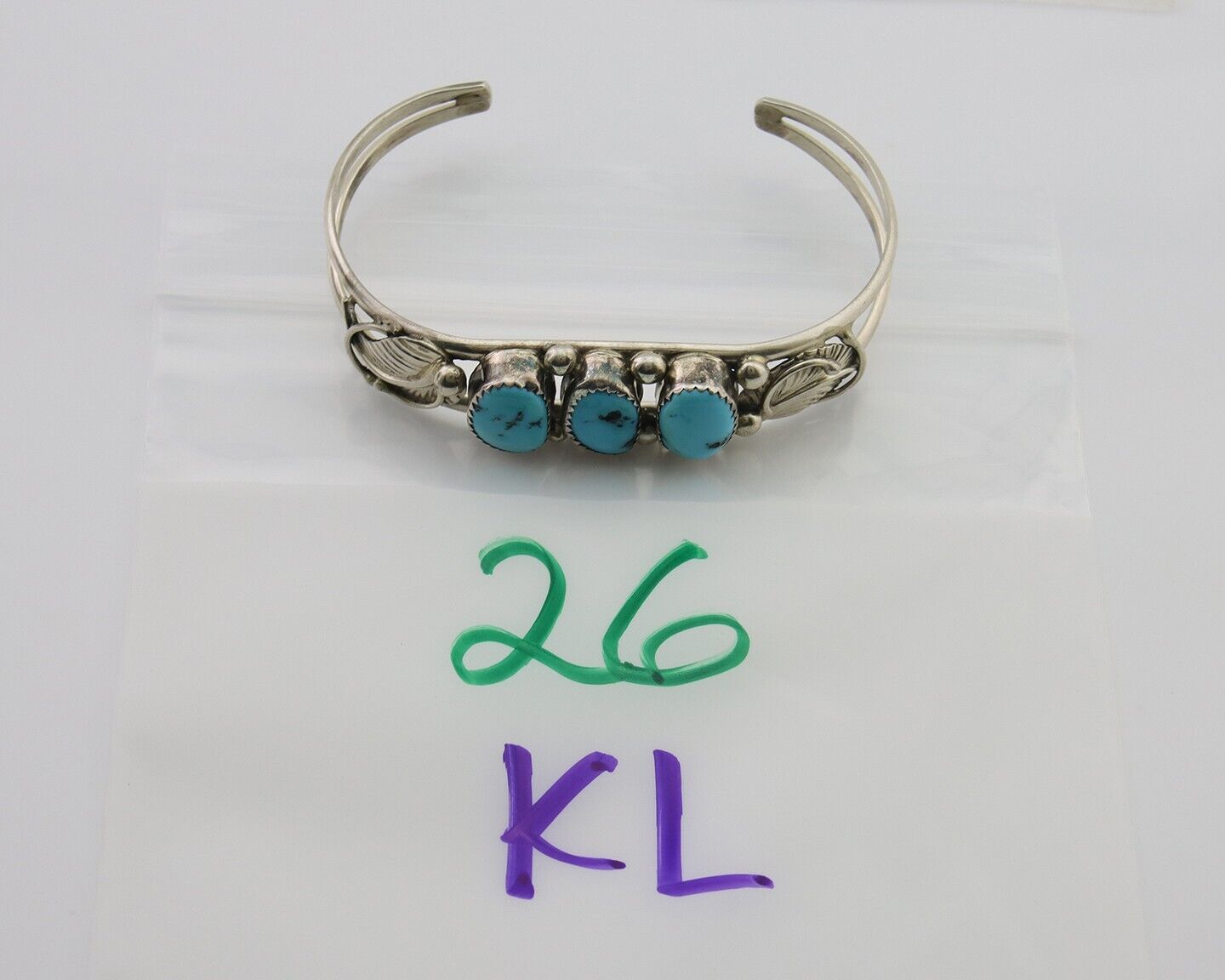 Navajo Bracelet 925 Silver Natural Blue Turquoise Native American Artist C.80's