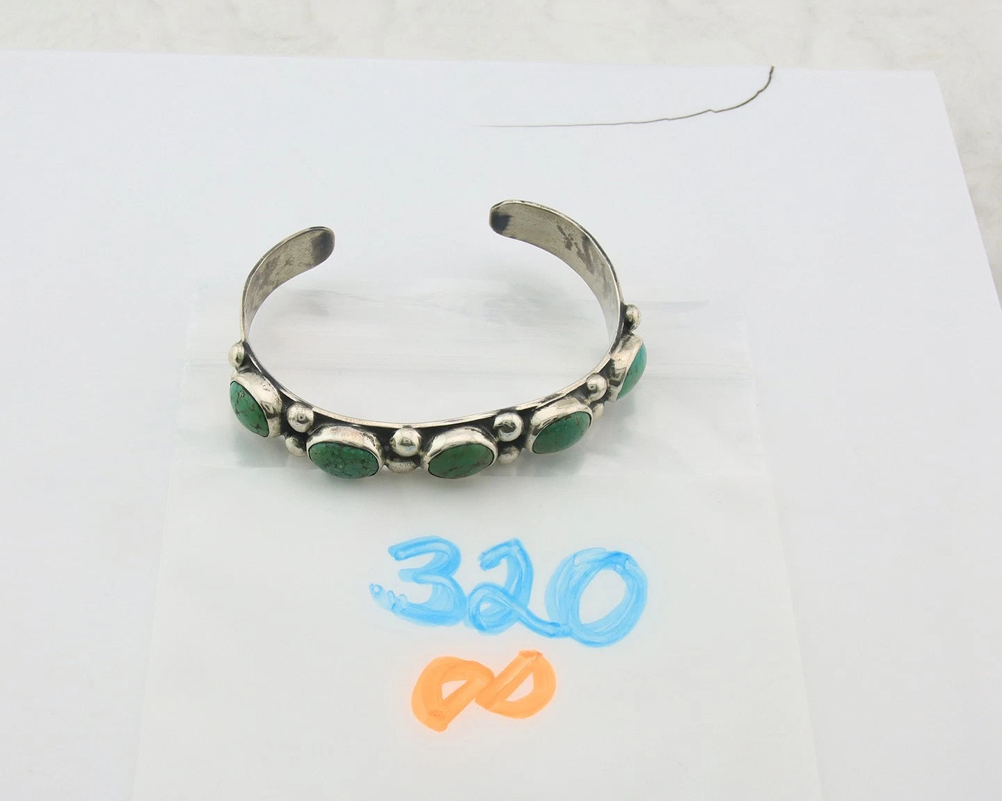 Navajo Cuff Bracelet Sterling Silver Gem Turquoise Vintage Signed C Rain Cloud
