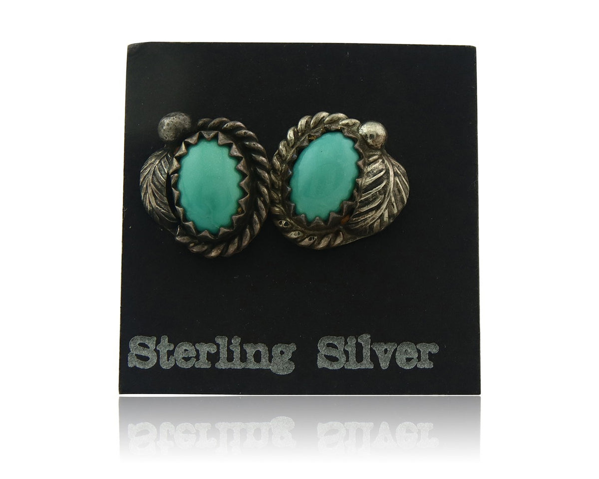 Navajo Earrings Sterling Silver Turquoise Vintage Stud Handmade