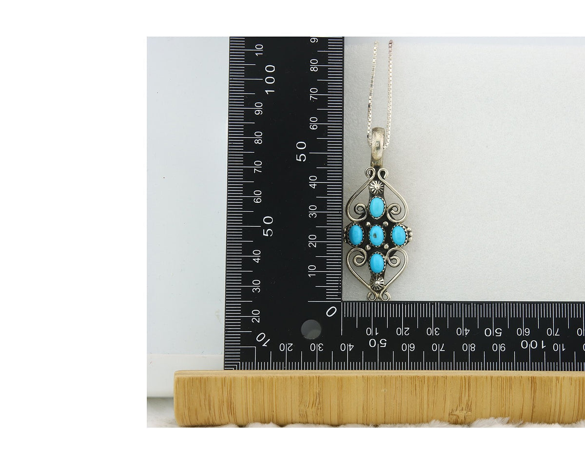 Navajo Sterling Silver Necklace Authentic Turquoise Vintage Signed Montoya