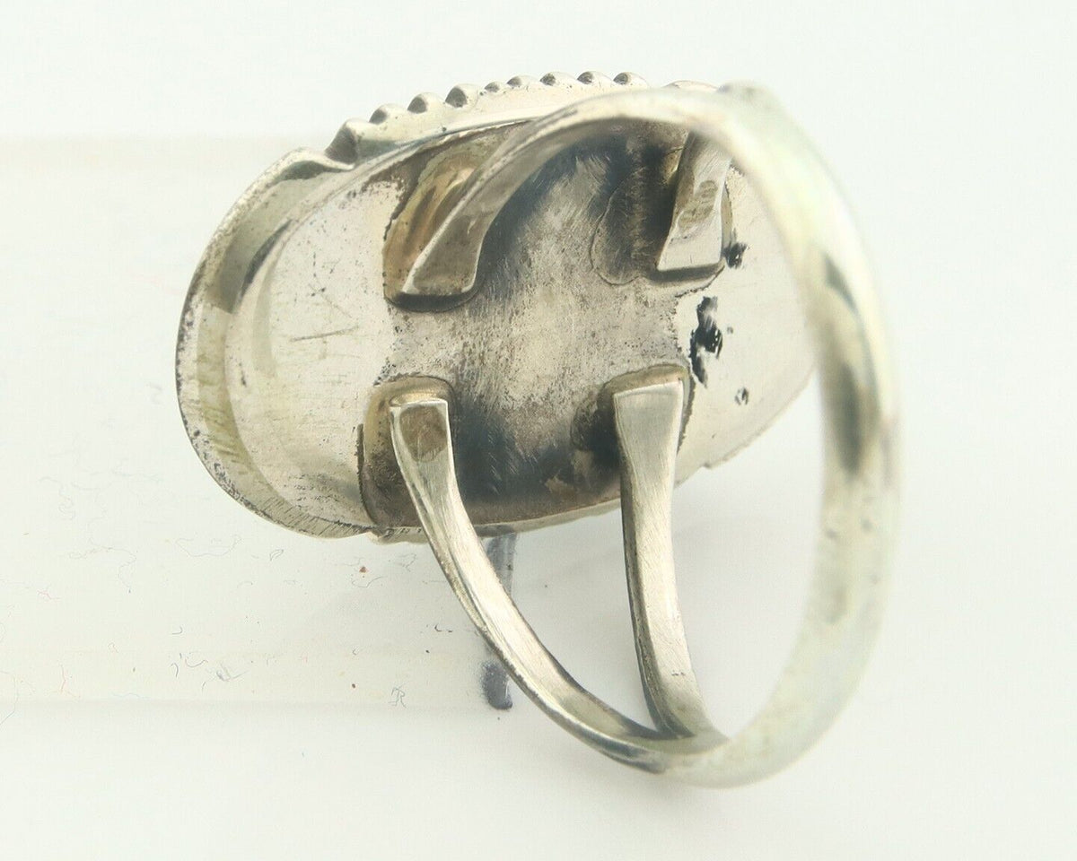 Navajo Ring 925 Sterling Natural Blue Turquoise Native Artist C.80's Size 8.0