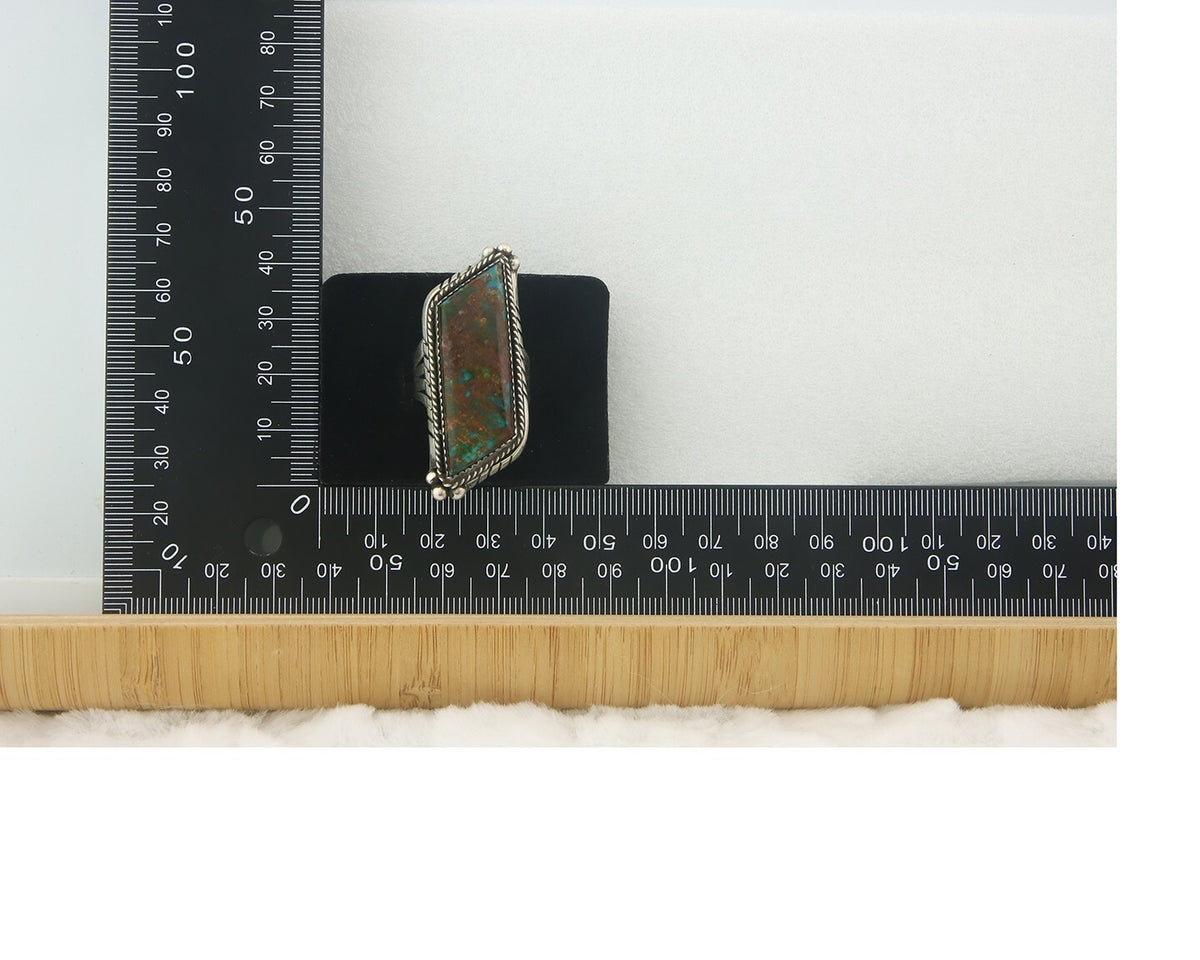 Vintage Navajo Ring 925 Sterling Authentic Turquoise Artist Signed TS Size 9.0