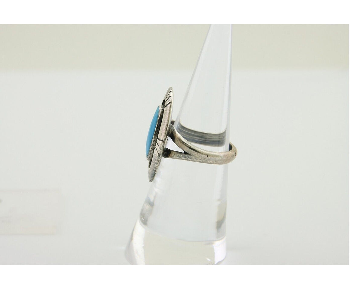 Navajo Handmade Ring 925 Silver Turquoise Native Artist C.80's