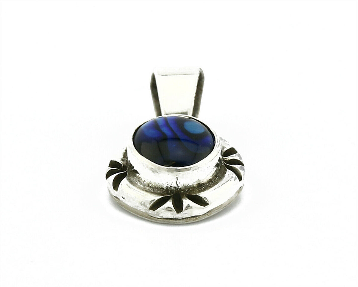 Navajo Hand Stamped Natural Mined MOP in .925 SOLID Silver Pendant