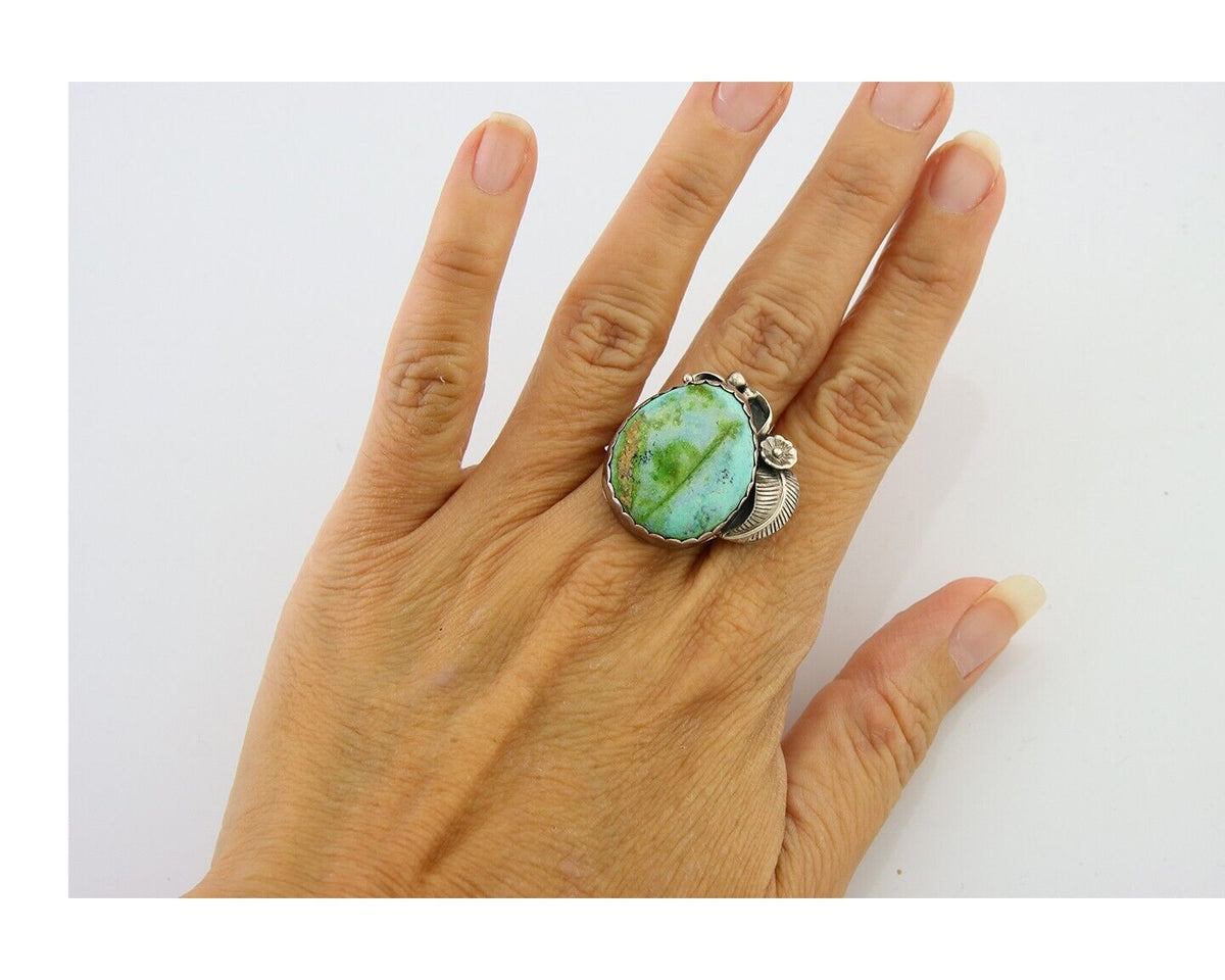 Navajo Ring 925 Sterling Royston Turquoise Native American Artist C.80's