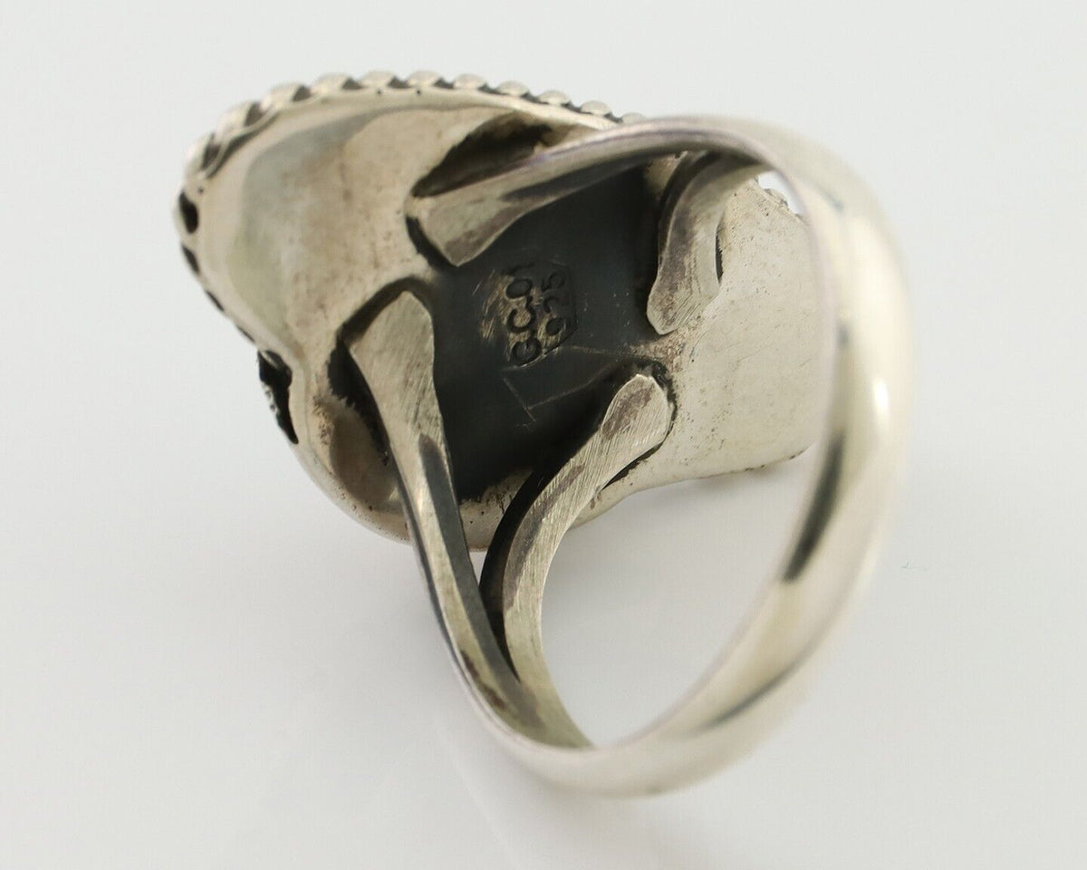 Navajo Handmade Ring 925 Silver Natural Turquoise Artist Signed GC01 C.80's