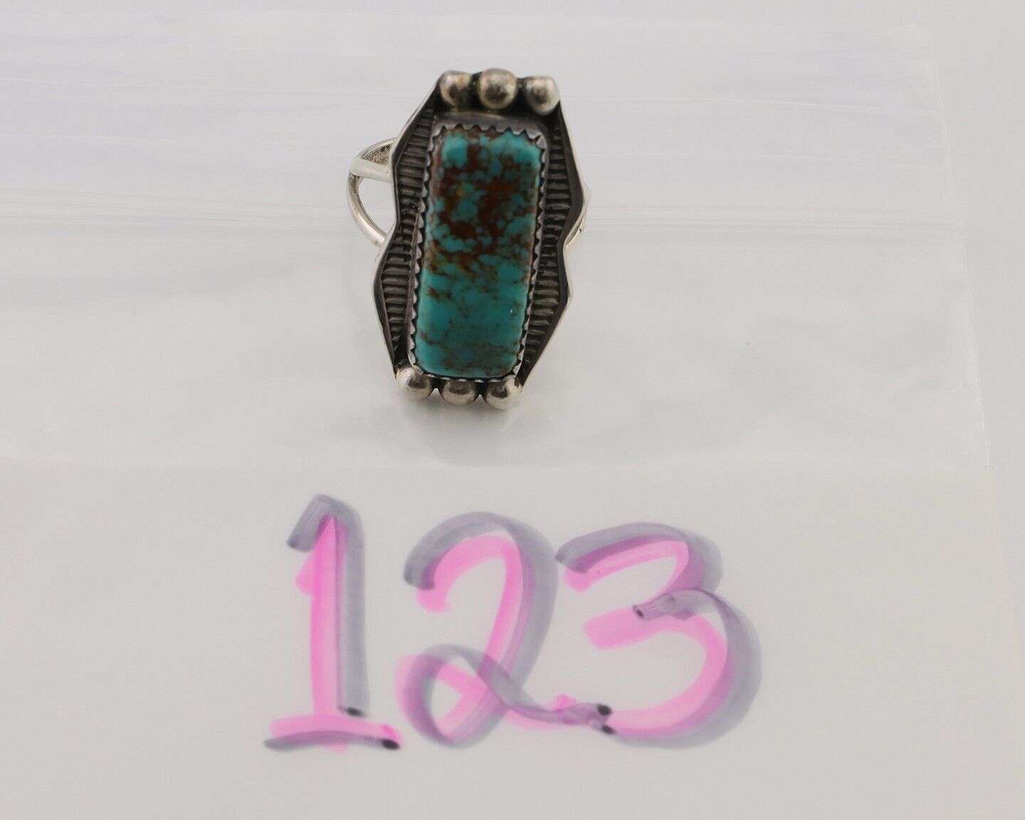 Navajo Ring .925 Silver Natural Blue Turquoise Artist Signed Doug Zachary C.80's