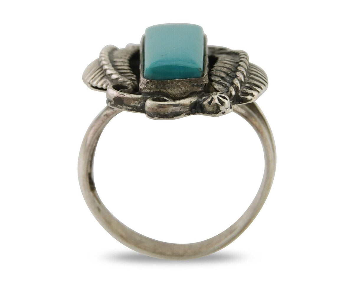 Navajo Handmade Ring 925 Silver Natural Turquoise Native Artist C.80's