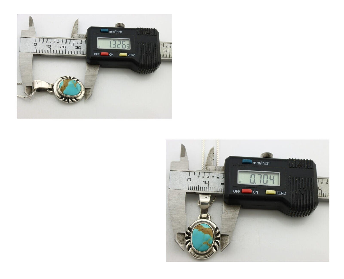 Navajo Necklace 925 Silver Arizona Turquoise Handmade Signed Gecko C.90's
