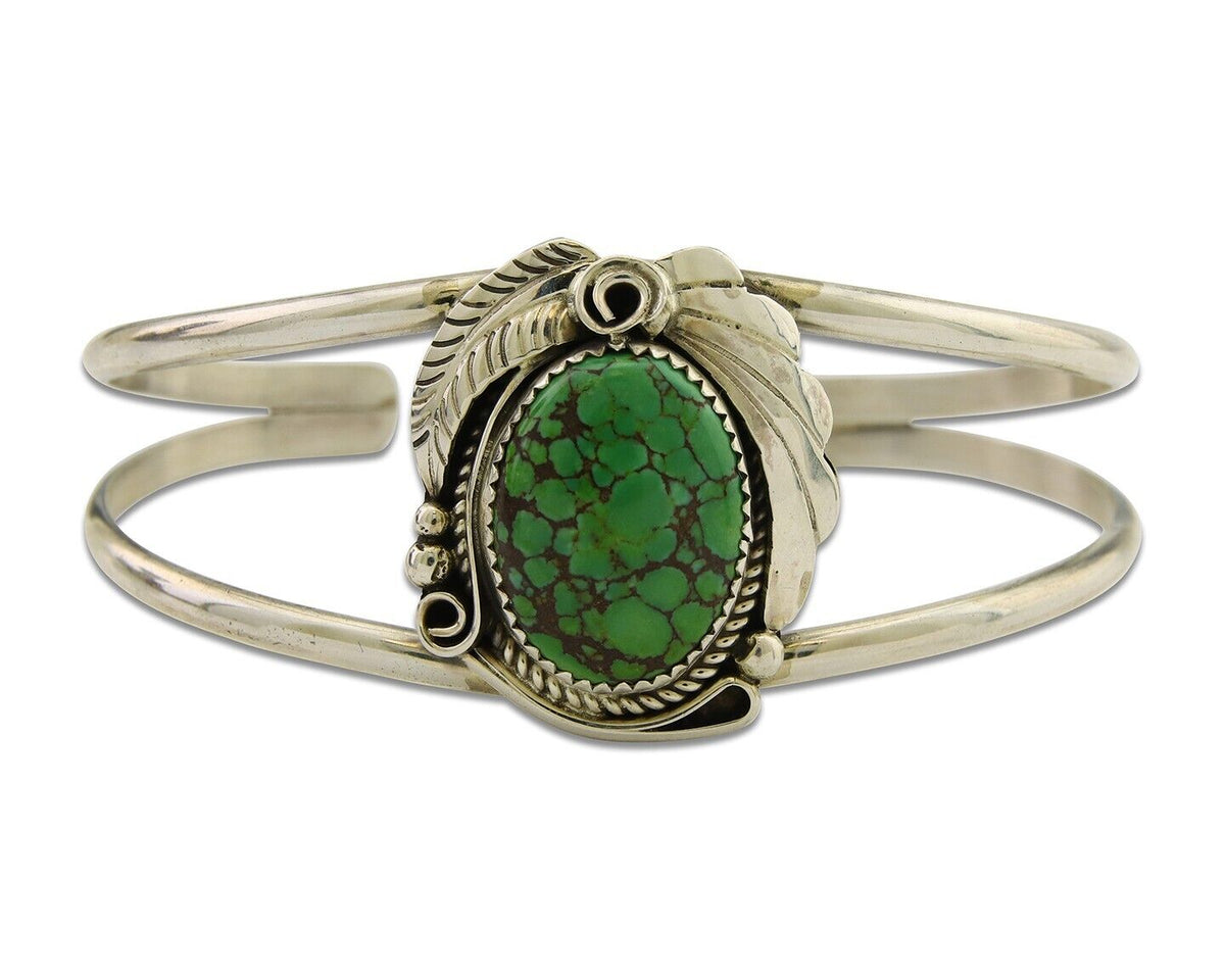 Navajo Cuff Bracelet 925 Silver Turquoise Artist Signed C Davis C.80's
