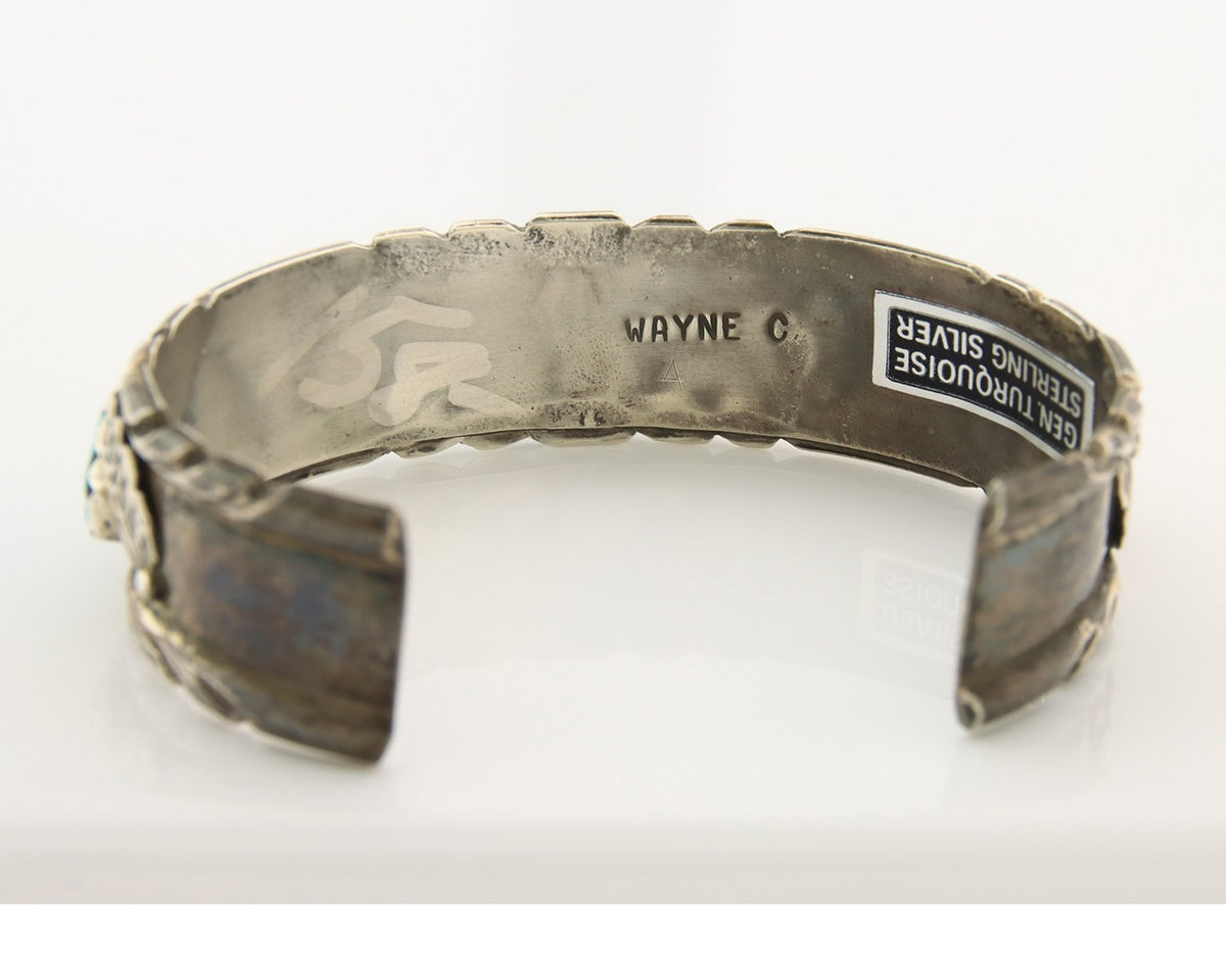 Zuni Cuff Bracelet Sterling Silver Natural Coral & Turquoise Signed Cheama