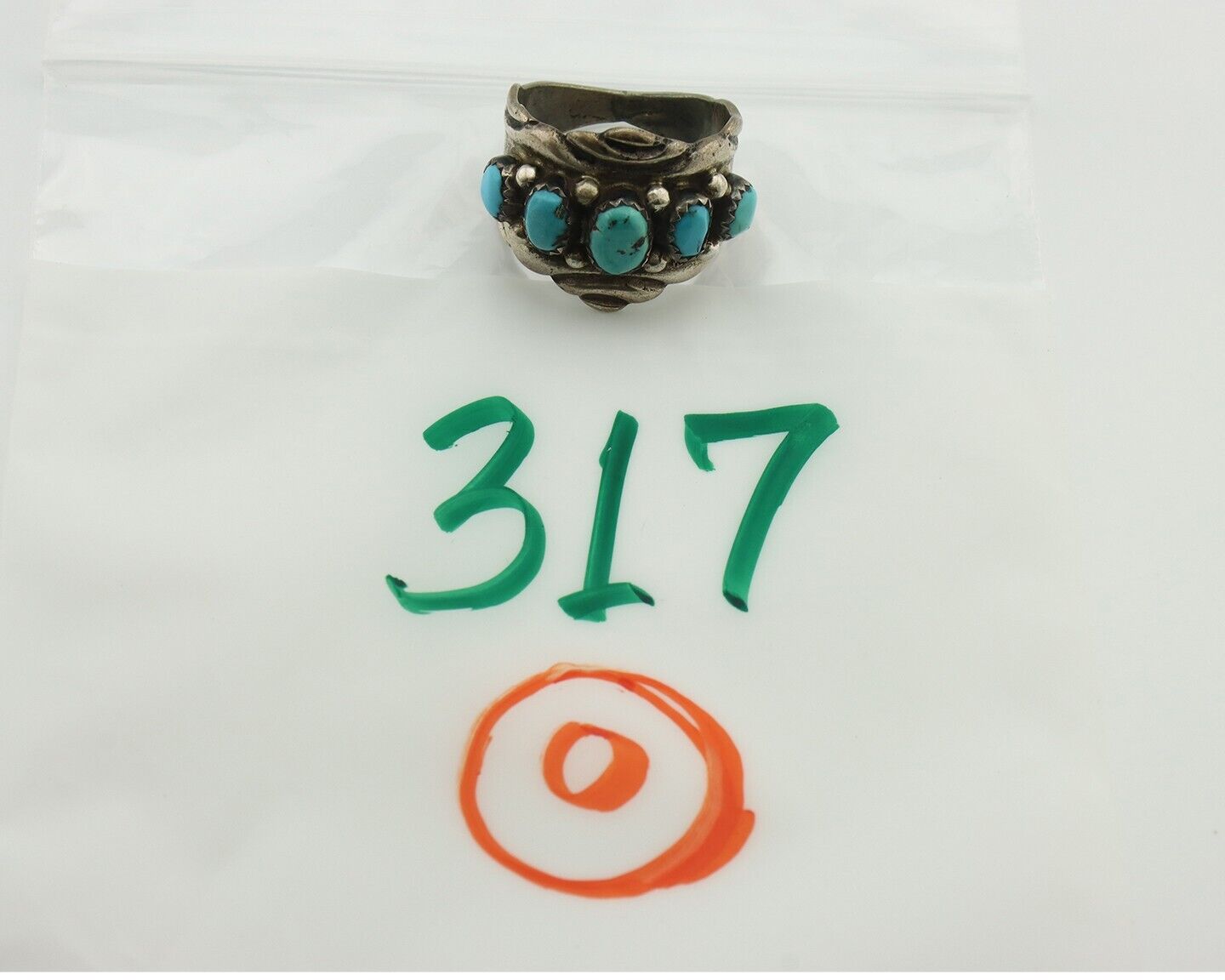 Zuni Ring .925 Silver Natural Sleeping Beauty Turquoise Native Artist C.80's