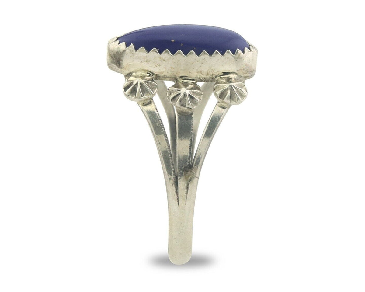 Navajo Ring 925 Sterling Natural Lapis Handmade Native Artist C.80's