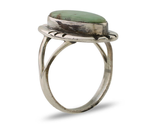 Navajo Handmade Ring 925 Silver Green Turquoise Artist Signed Kachina C.80's