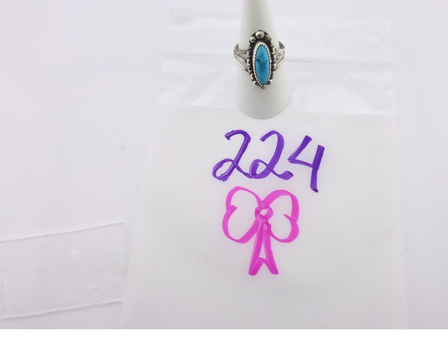 Navajo Ring .925 Silver Sleeping Beauty Turquoise Signed SkyStone Creations C80s