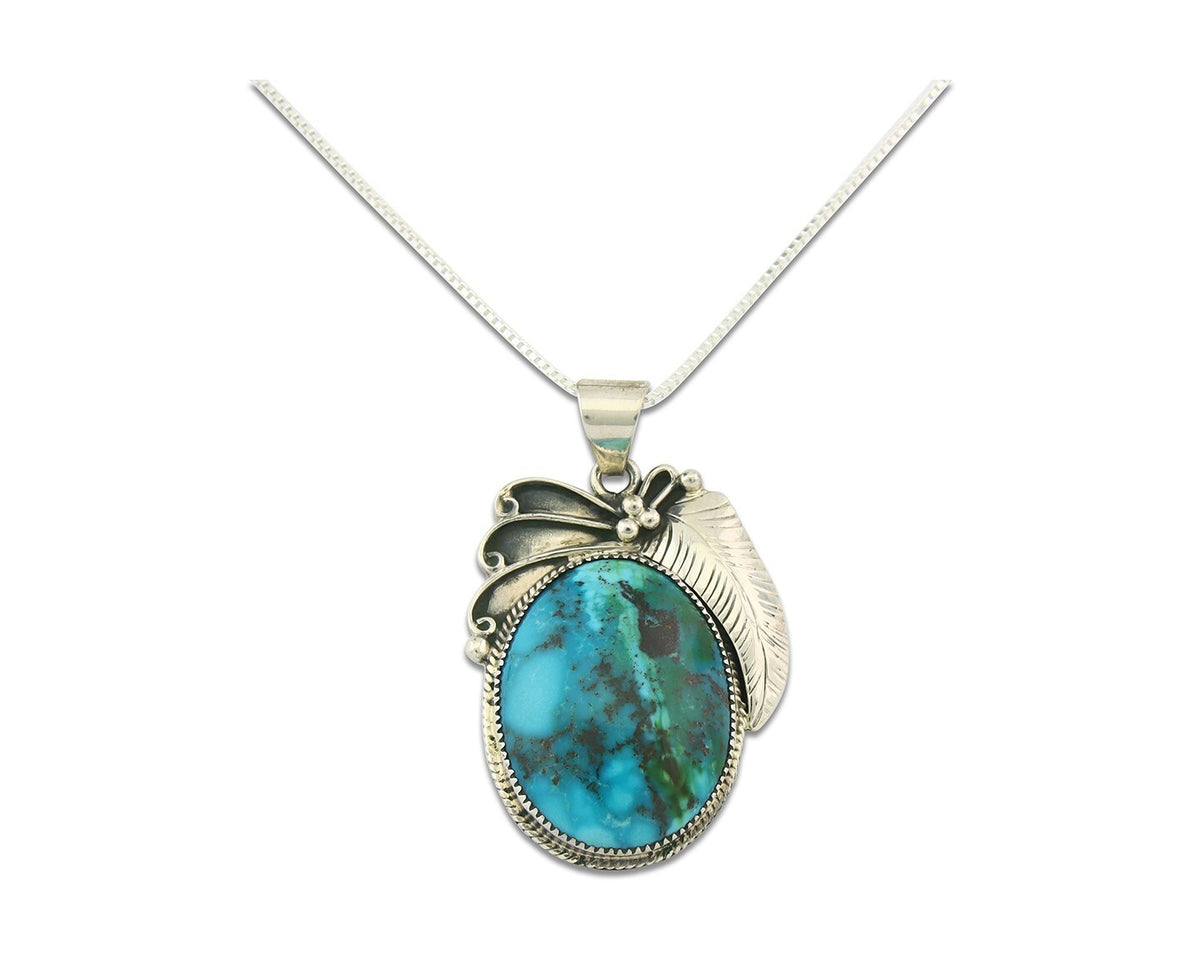 Navajo Sterling Silver Necklace Turquoise Authentic Vintage Signed WL