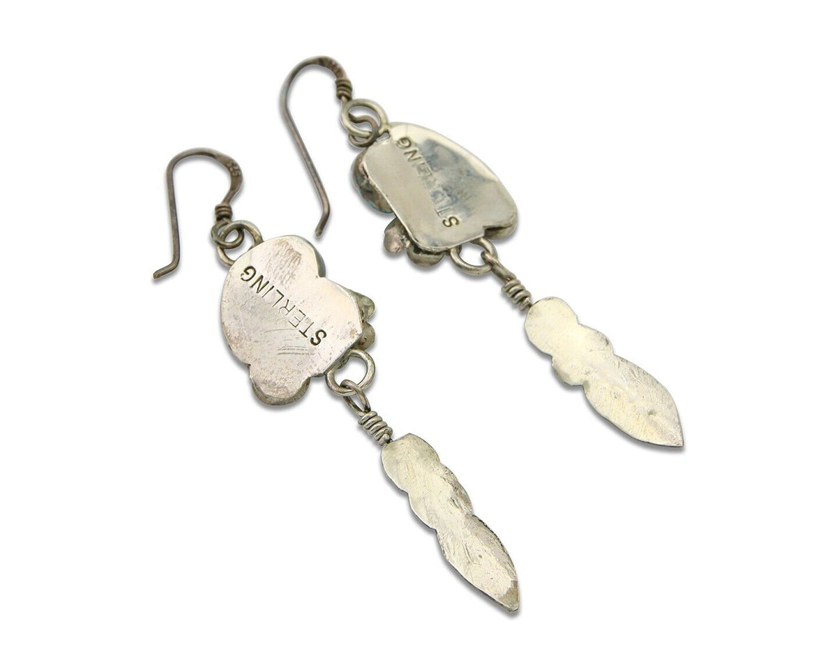 Navajo Earrings 925 Silver Natural Turquoise Native Artist C.80's