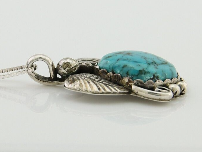 Navajo Necklace 925 Silver Natural Turquoise Native American Artist C.80's