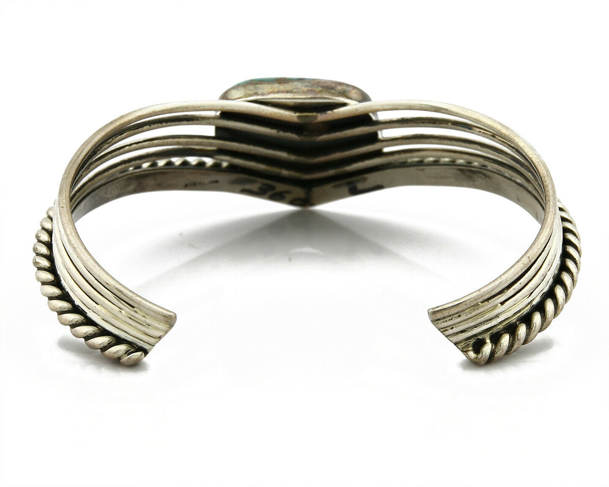 Navajo Handmade .925 SOLID Silver Natural Turquoise 5 Row Cuff Bracelet