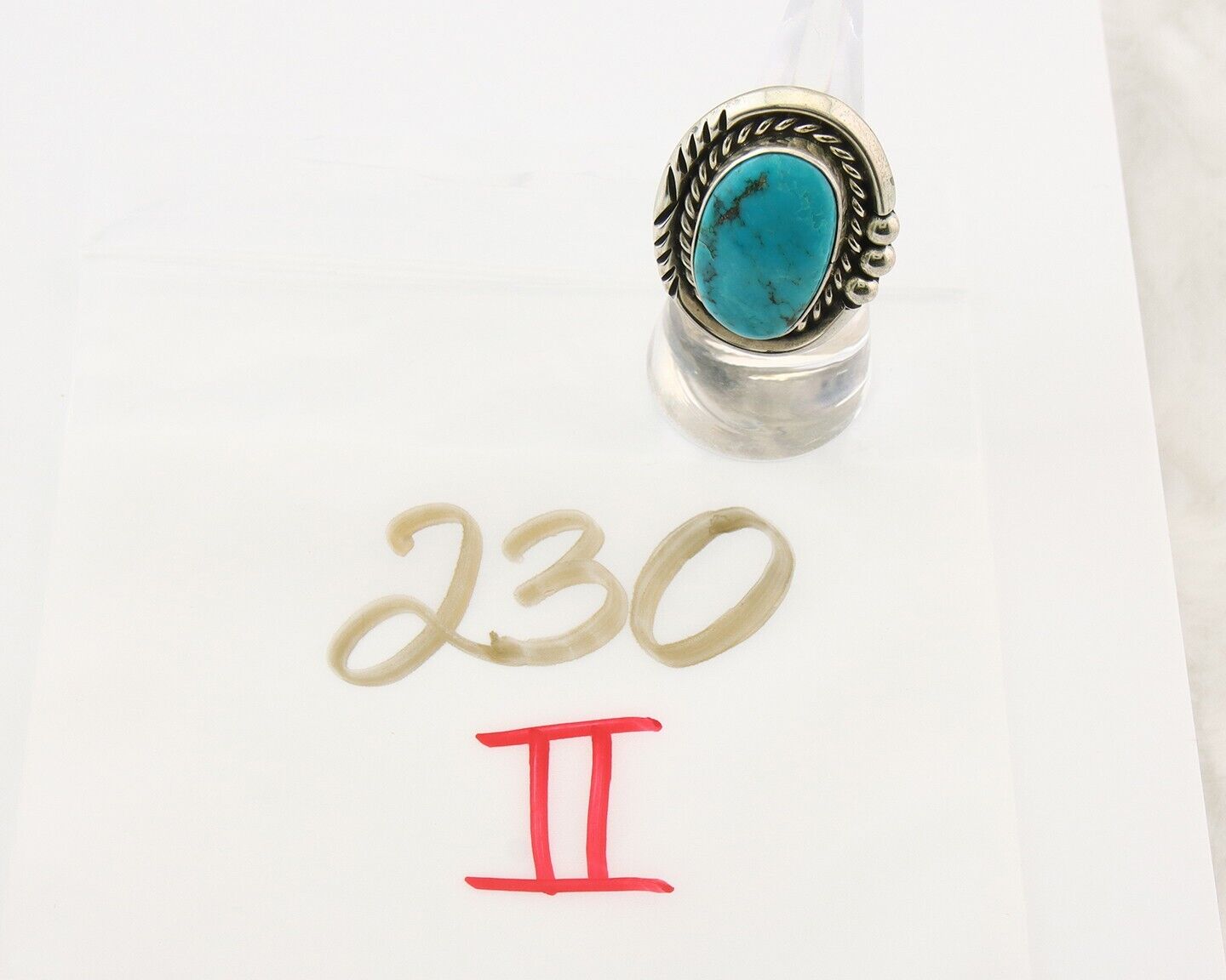 Navajo Ring 925 Sterling Natural Blue Turquoise Signed Ben S C.80's Size 6.5