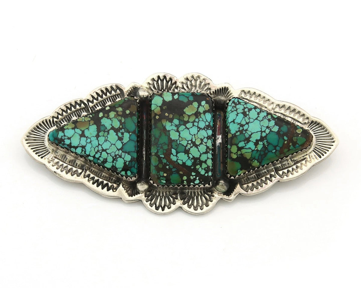 Navajo Handmade Pin Sterling Silver Turquoise Vintage Artist Signed GB