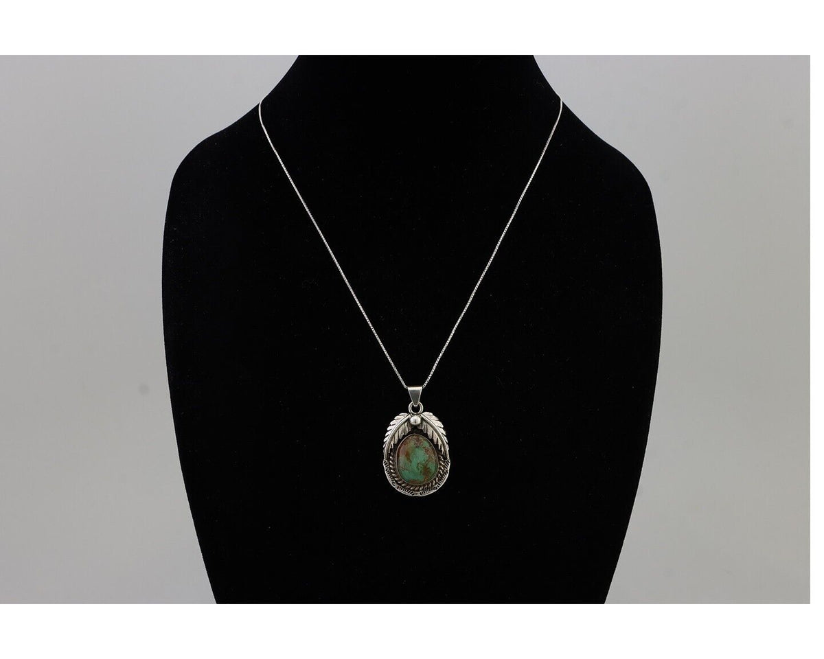 Navajo Turquoise Handmade Necklace 925 Silver Signed SunRise C.80's