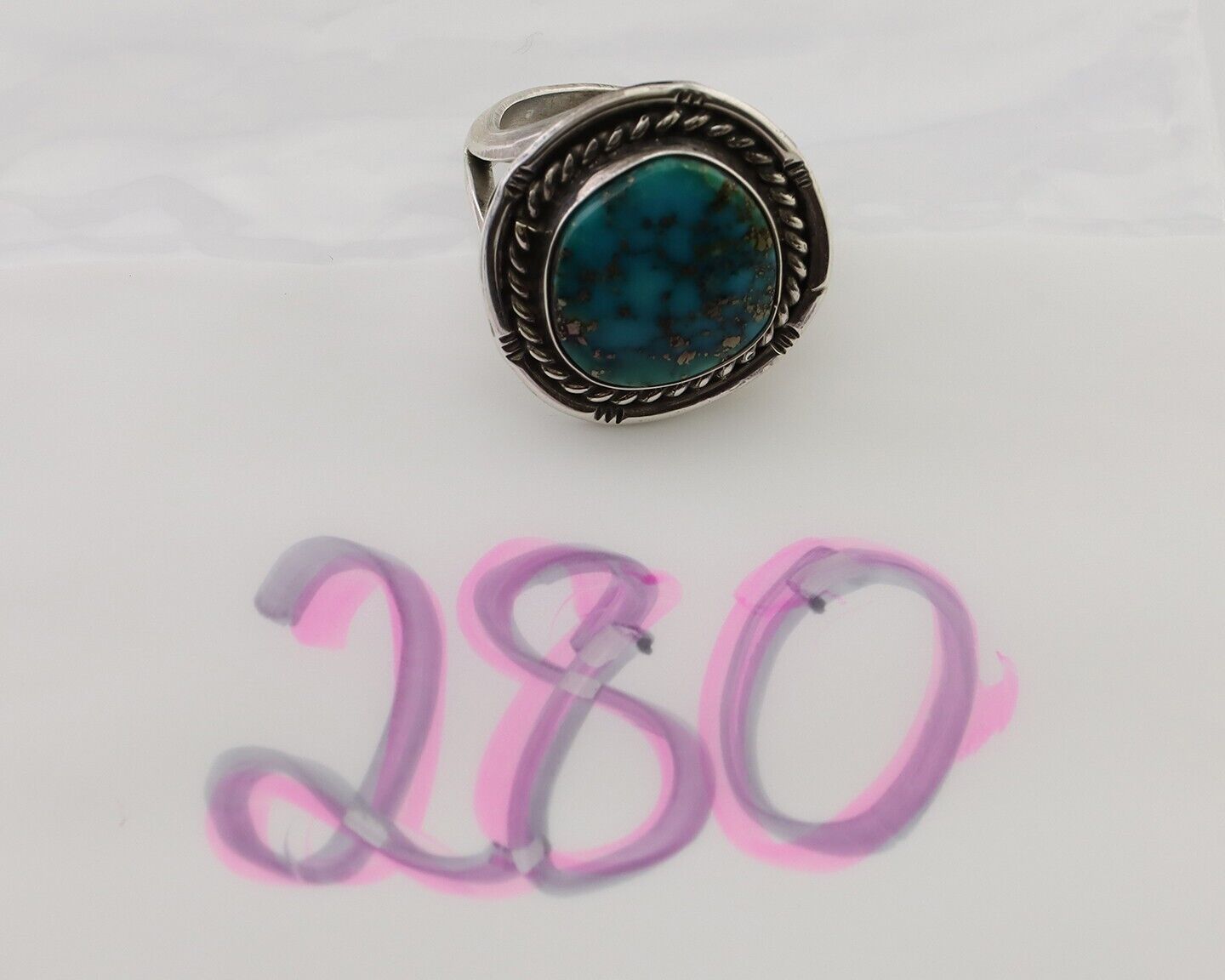 Navajo Handmade Ring 925 Silver Turquoise Native American Artist C.80's