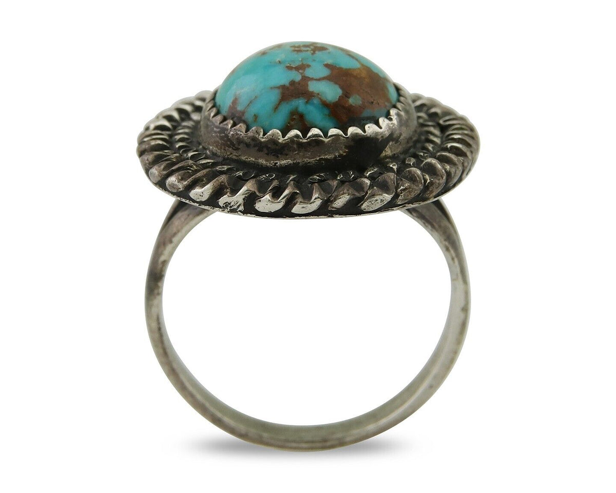 Navajo Handmade Ring 925 Silver Nevada Turquoise Native Artist C.80's