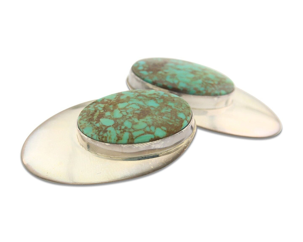 Navajo Earrings 925 Silver Handmade Natural Turquoise Native Artist C.80's