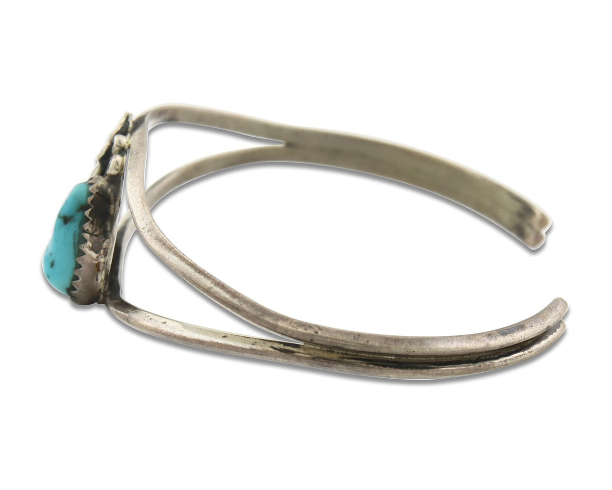 Vintage Navajo Bracelet 925 Silver Natural Turquoise Handmade Native Artist