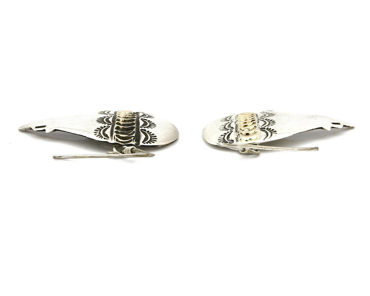 Navajo Dangle Earrings 925 Silver & 14k Solid Gold Spirit Bear Artist RT