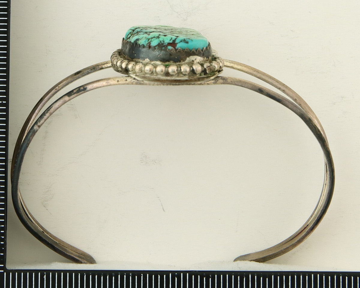 Vintage Navajo Bracelet 925 Silver Natural Blue Turquoise Native American Artist