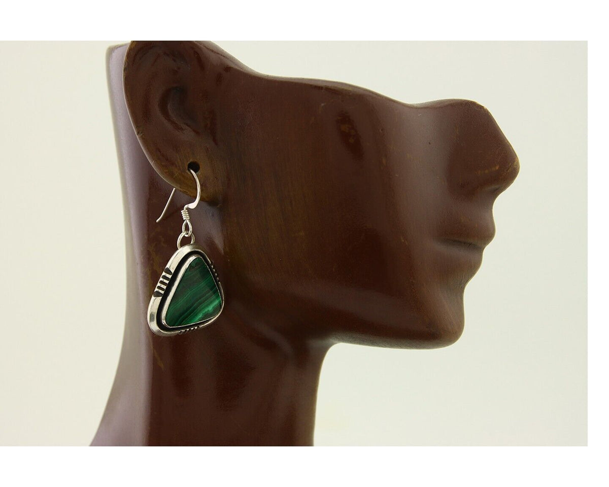 Navajo Pendant Earring Set 925 Silver Malachite Signed William Denetdale C80s