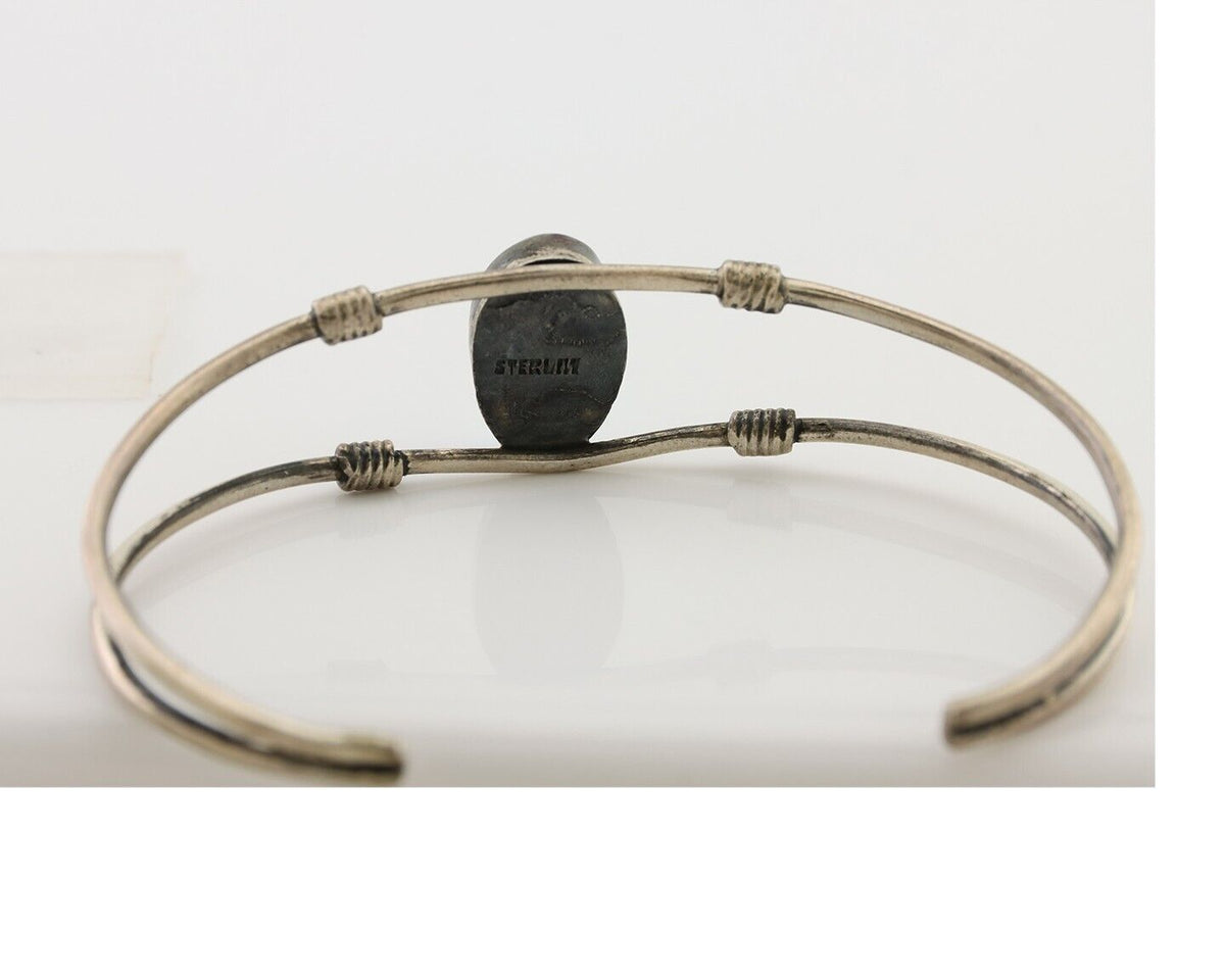 Navajo Cuff Bracelet 925 Silver Natural Blue Turquoise Native American C.80's